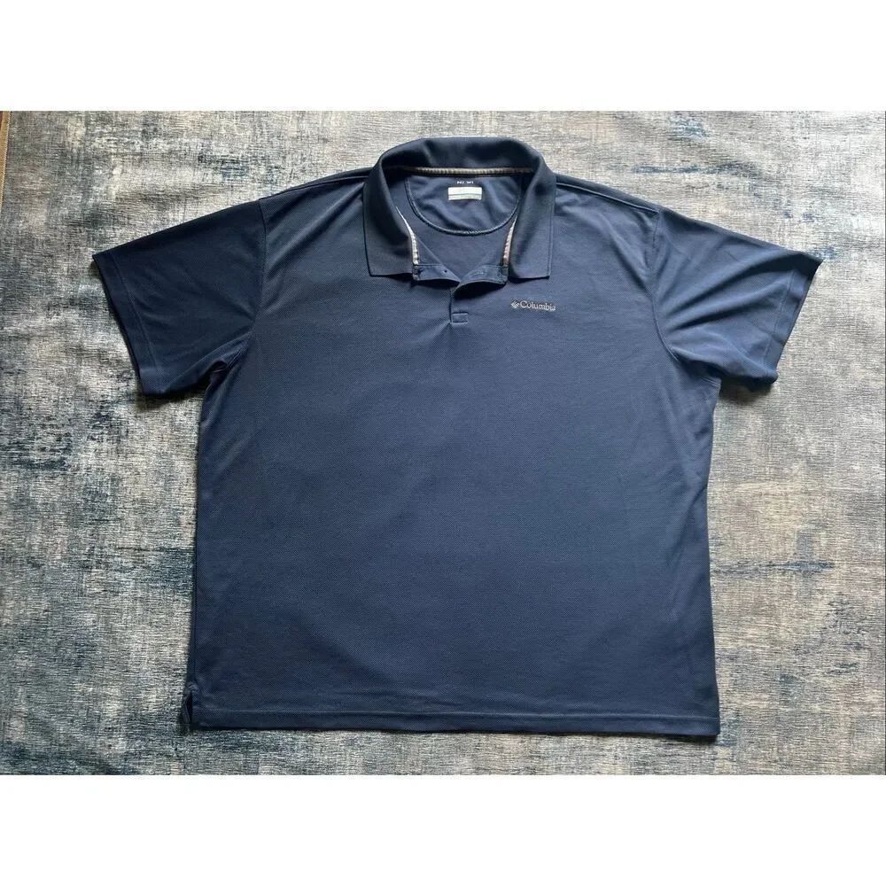 Columbia Blue Geometric Pattern Utilizer Polo Shirt Men's 3X